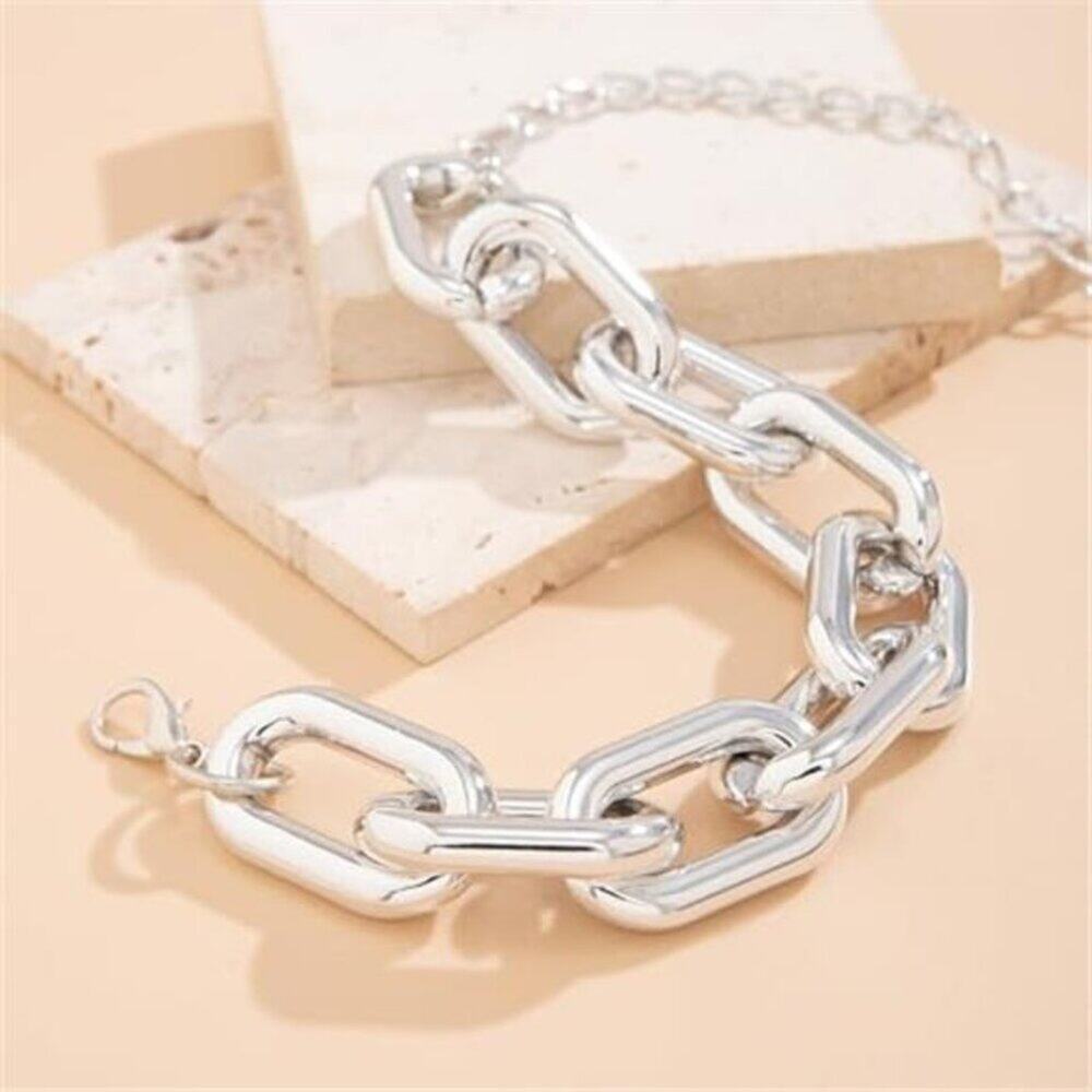 Women Chunky Punk  Silver Dainty Simple Choker Necklace